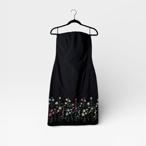 Barney’s New York Co-Op Strapless Cotton Embroidered Black Dress Size 6 (K)